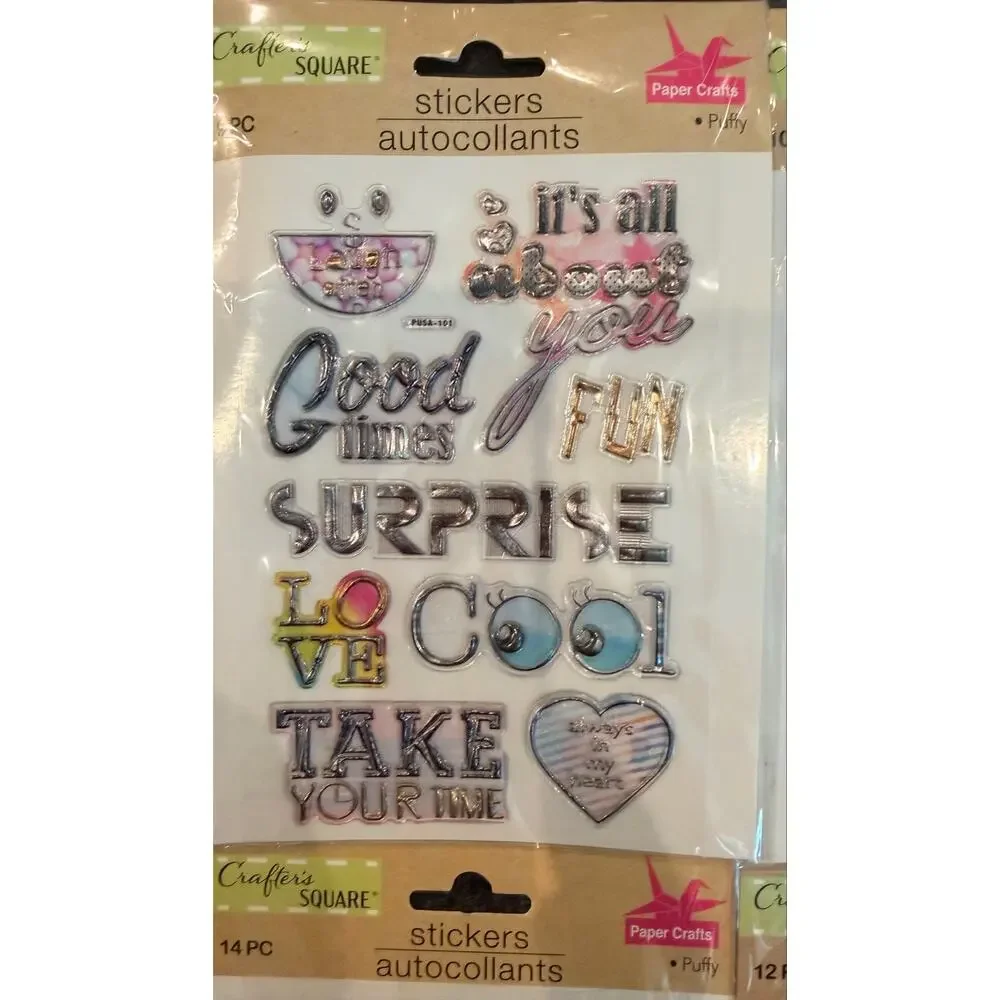 67pc Crafter’s Square Puffy Paper Craft Stickers Autocollants, Scrapbook Sticker